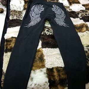 Beautiful black leggings with crystal wings